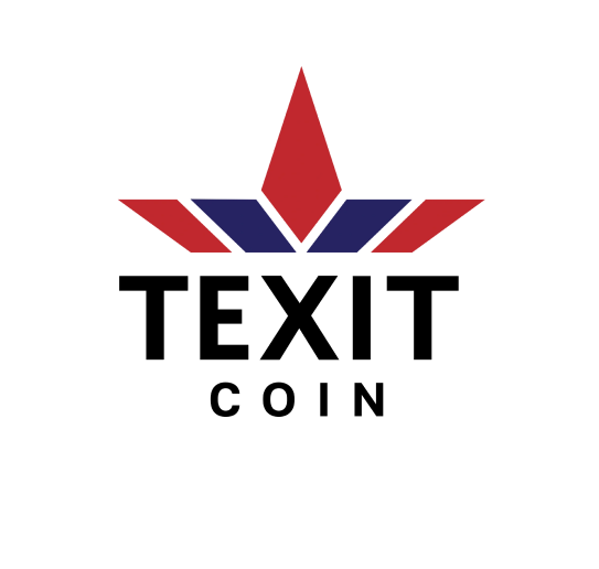 Texit Coin emblem on black and white background